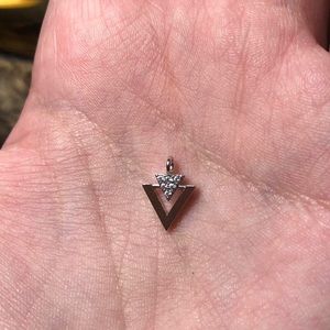 Vintage minimalist silver toned triangular pendant